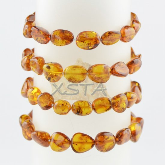 Polished natural amber bracelet olive cognac